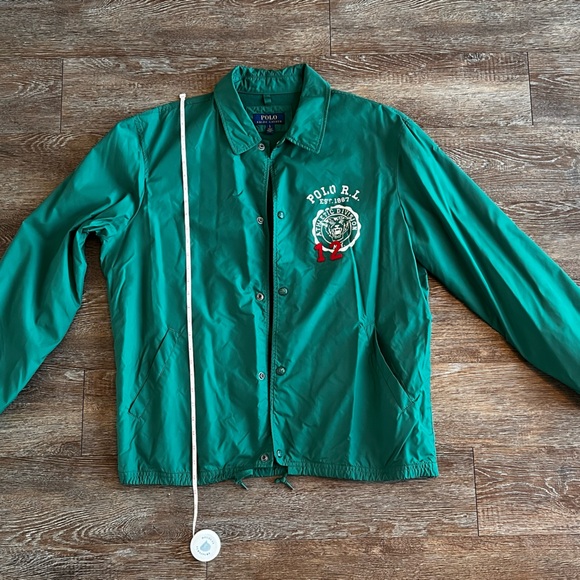Ralph Lauren Polo Boosters Logo Coach Jacket Green Size Large Mens - Picture 11 of 12